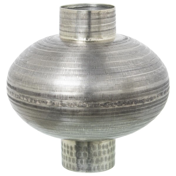 DRW Tischvase Aus Aluminium In Antik, 33 X 33 X 33 Cm, Metall, Silber, Alt,-image