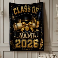 Class Of 2026 Graduation Name Coral Fleece Blanket