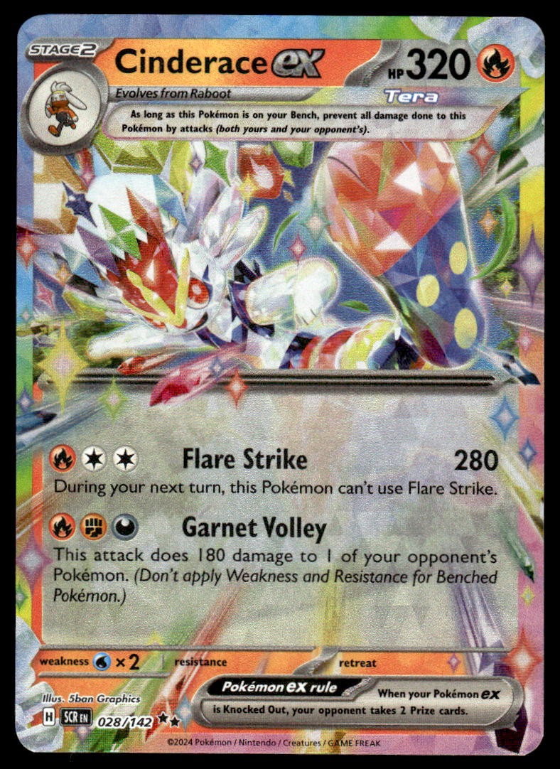 Pokemon TCG Stellar Crown #028/142 Cinderace EX NM