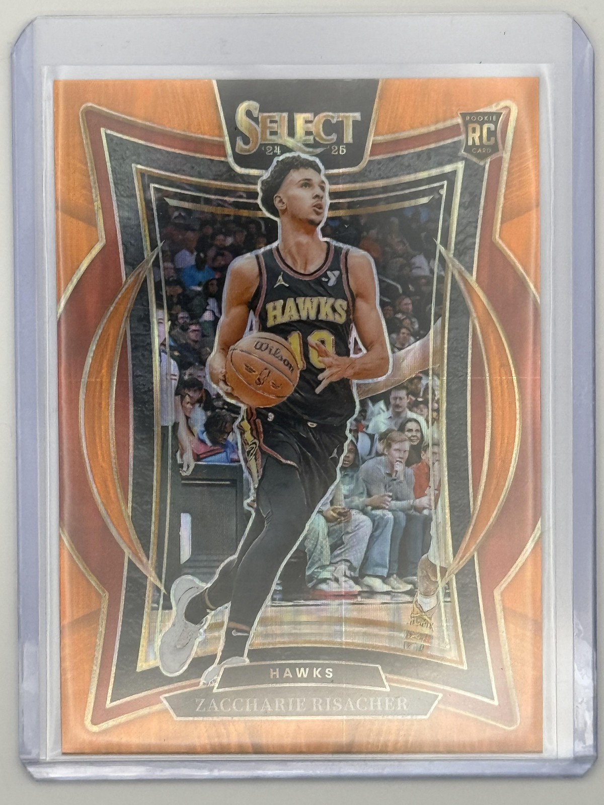 2024-25 Panini Select #86 Zaccharie Risacher Orange Flash Prizm