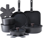 17pc Nonstick Cookware Set Detachable Handle Pots and Pans Induction Oven Safe
