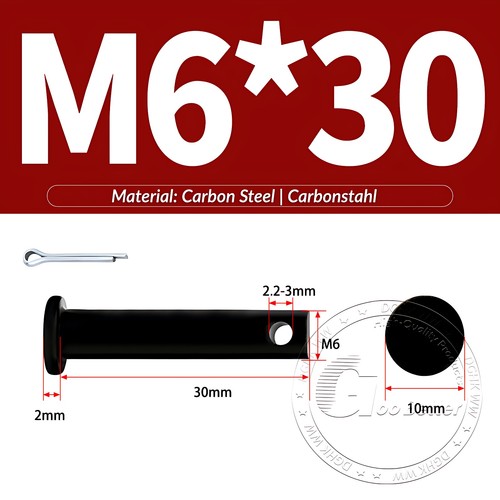 Pasador de horquilla negro pasador de bisagra pasador de retención pasador de aparejo métrico de acero al carbono M4-M30 - Imagen 35 de 201