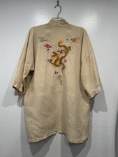 VTG HEALTHY Kimono Embroidered Dragon Silk Asian Inspired Boho Festival Indie