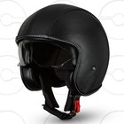 Casque CRUIZER Vintage en cuir noir avec visière transparente rétractable