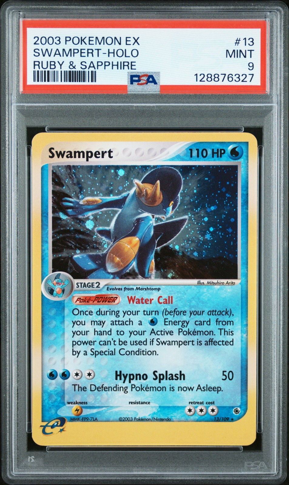 2003 POKEMON EX RUBY & SAPPHIRE #13 SWAMPERT-HOLO PSA 9
