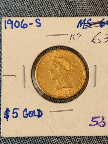 1906-S Liberty Half Eagle — photo from the most recent tracked eBay sale
