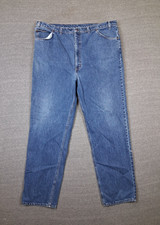 VTG Plain Pockets Mens Jeans 44X34 Blue Denim Straight Leg USA Made 90s Casual