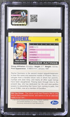1991 Marvel Universe Series 2, Phoenix #5, CGC Gem Mint 10. POP 13 view 2