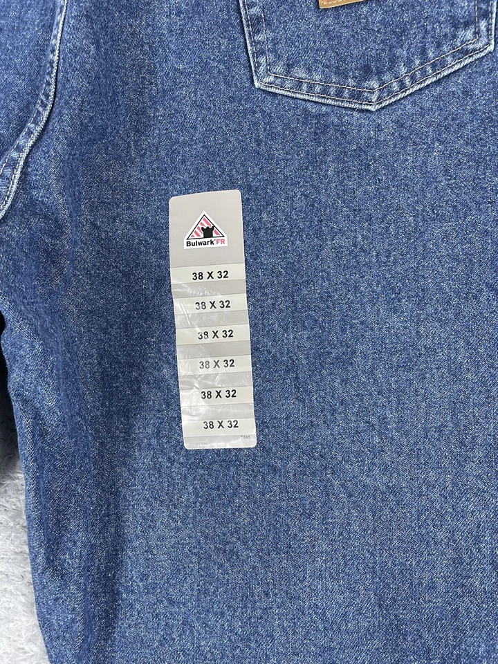 Bulwark FR Jeans Mens 38x32* Blue Flame Resistant Work Pants Denim 15UR - Image 4 of 4