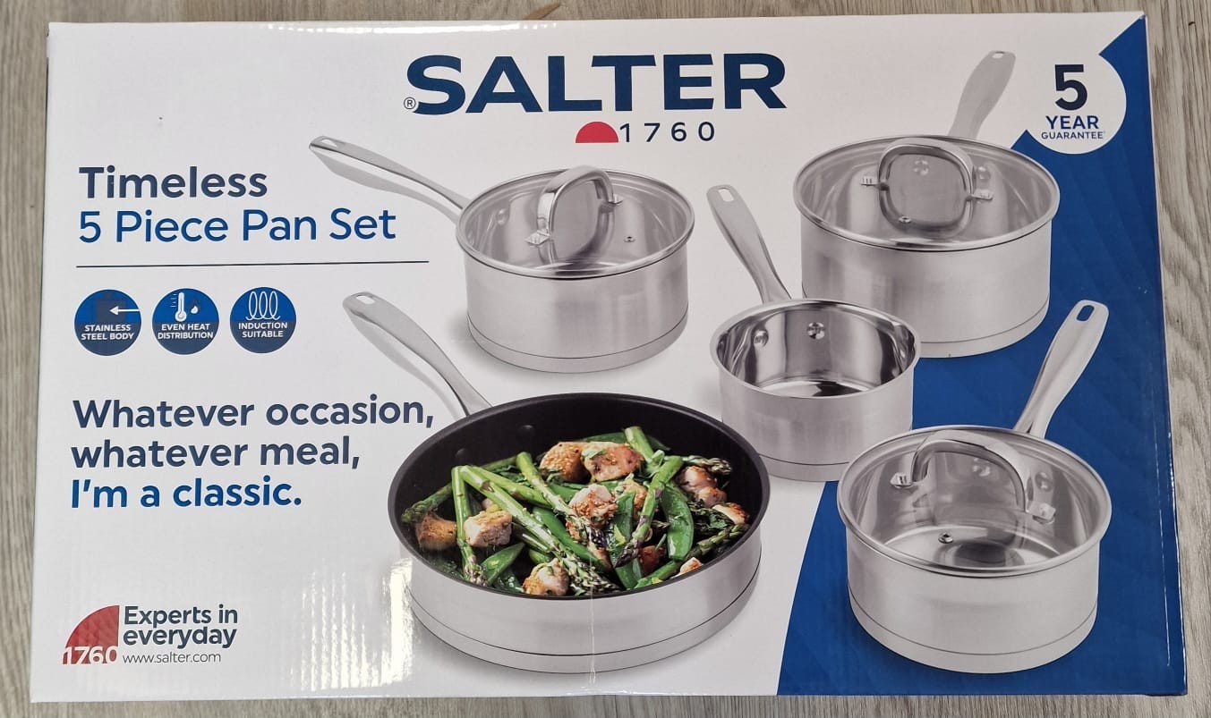Salter Timeless Collection  5 Piece Stainless Steel Pan Set