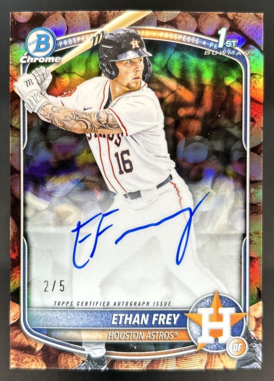 2025 Bowman Draft Ethan Frey Chrome Auto Peanuts Refractor 1st #/5 Astros