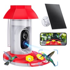 Hummingbird Feeder with Camera, Smart Humming Bird Feeders Solar Powered with...
