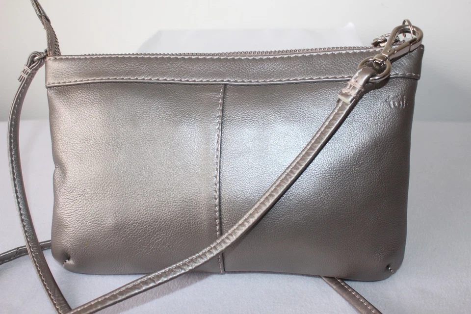 Tula Genuine Leather Small Crossbody Bag Metallic Beige - Image 2 of 4
