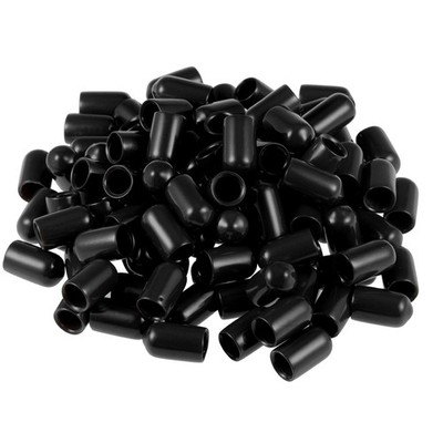 100pcs Screw Thread Protectors 7mm ID 15mm Length Round End Cap Cover Black