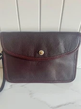 Michael Kors Brown Pebbled Leather Envelope Wristlet Clutch Pouch