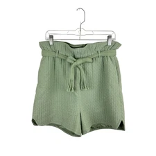 Samsoe Quilted Paperbag Shorts M Mint Green High Rise Belted