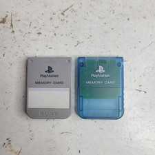 Lot of 2 Playstation 1 PS1 OEM 15 Block Memory Card SCPH-1020 Blue Gray