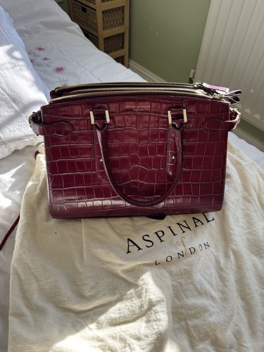 Aspinal of London Brook Street Bag in Bordeaux Croc