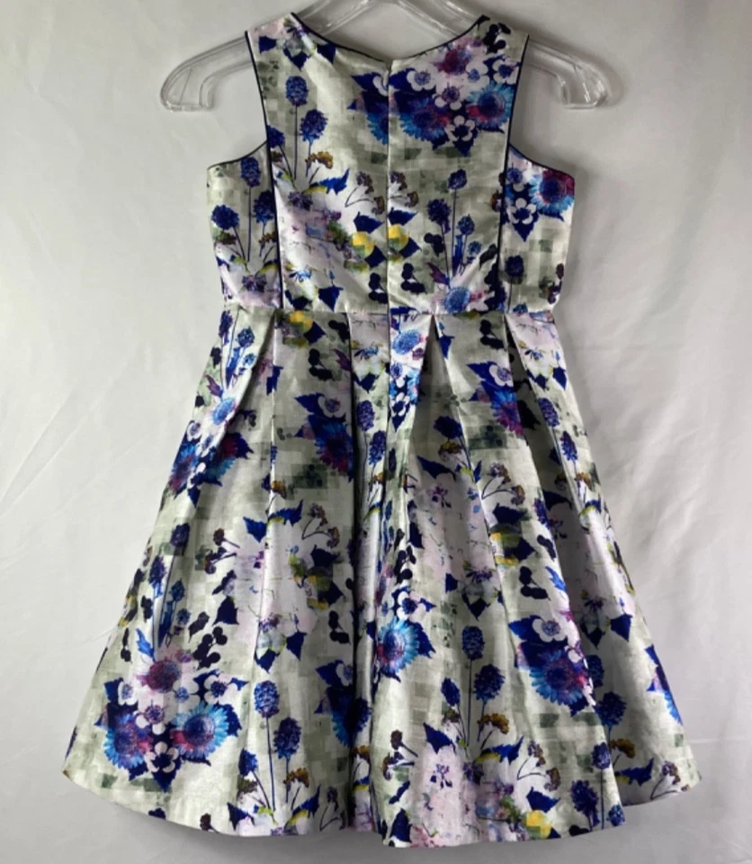 Pippa and Julie Floral Print Girls Dress Blue, Purple, Green Size 8 - Image 2 of 4