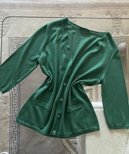 Strenesse Strickjacke Damen Cardigan Gr. 42 Farbe Grün aus Wolle und Seide. NEU