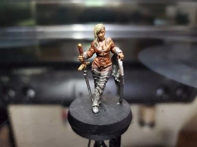 Painted Miniature Female Warrior with Sword Perfect for D&D DnD Pathfinder TTRPG