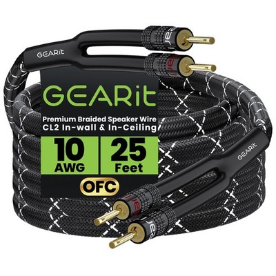 Speaker Wire 10 Gauge 25 ft,OFC Speaker Wire with Banana Plugs,in Wall Speake...