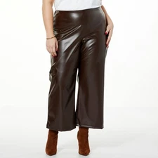 Antthony Design Originals Faux Leather Gaucho Pants Chocolate L New