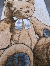 VTG Biederlack Teddy Bear Reversible Blanket Throw Brown 73"x53" Made in USA