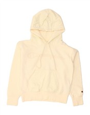 CHAMPION Womens Graphic Hoodie Jumper UK 10 Small Beige Cotton BQ20