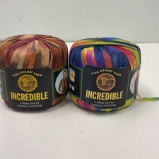 Lion Brand Incredible Ribbon Yarn 2-50g Balls NYLON #206AutumnLeavesÉRainbow