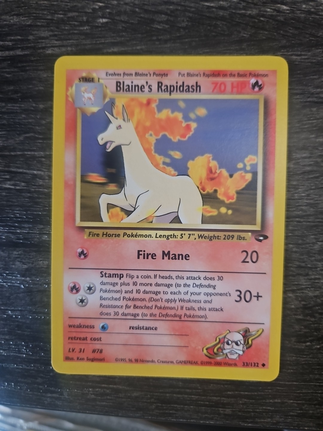 Blaine's Rapidash 33/132 Uncommon Gym Challenge Pokemon Card WOTC TCG
