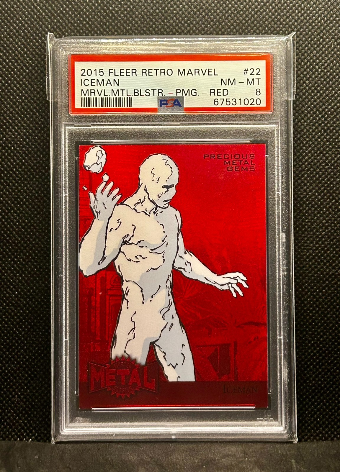 2015 FLEER RETRO MARVEL PRECIOUS METAL GEMS RED PMG ICEMAN #22 /100 PSA 8 🔥
