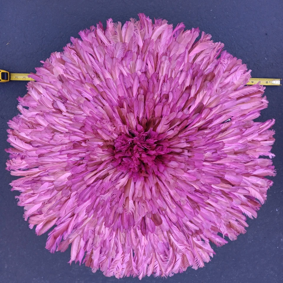 Cocar de penas tradicional roxo 34" feito à mão chapéu Juju HomeDecor Camarões  - Imagem 2 de 4