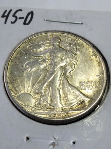 1945 d walking liberty half dollar XF+/AU