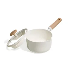2qt Ceramic Nonstick Sauce Pan with Lid Cream