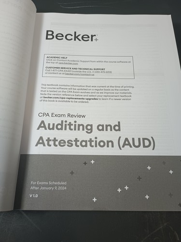 Becker CPA Exam Review - Auditing And Attestation V1.0 Minimal Marks PB - Picture 5 of 8