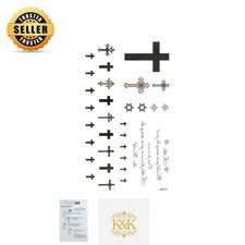 Unisex Cross Temporary Tattoos - 2 Piece Waterproof Stickers for 7 Days