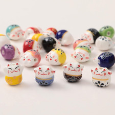 26pcs Ceramic Beads Lucky Cat Beads Maneki Neko Porcelain Spacer Beads for DIY J