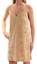 KENSIE Womens Beige Spaghetti Strap V Neck Above The Knee Shift Dress Size: XS
