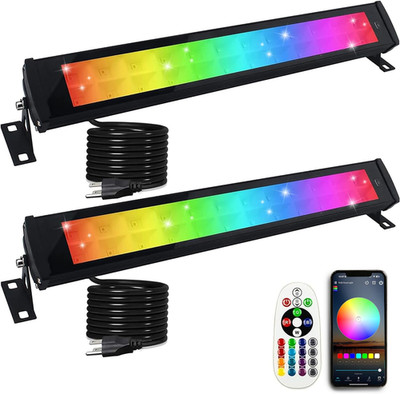 50W RGB LED Light Bars 2 Pack - Waterproof Smart Control for Indoor/Outdoor Use