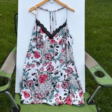 Secret Treasures Womens 2X Floral Chemise Nightgown Lace Trim Strappy Back New