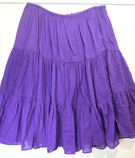 VTG Lauren Ralph Lauren Solid PurplemCotton Tiered Pull On Skirt Size S/P Boho