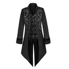 Oiefeen Men s Pirate Medieval Steampunk Embroidered Halloween Tailcoat 4X-