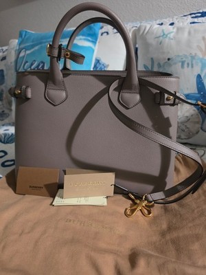 Burberry The Banner Medium Tote   Thistle Grey