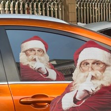 2pcs Santa Car Stickers Christmas Decals PVC Visible Inside Window Decoration St
