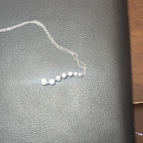 Kay Jewelers 10k White Gold 7 Lab grown diamonds Journey Pendant Chain Necklace - Picture 7 of 8