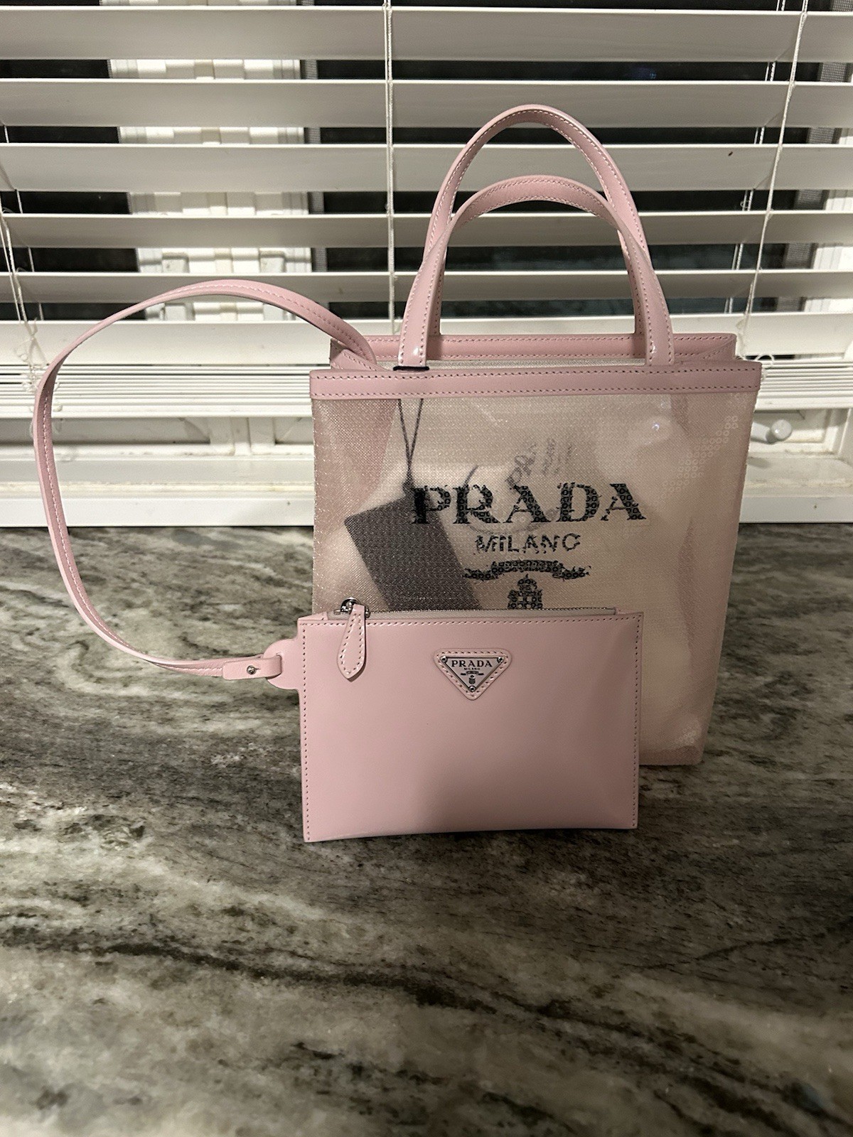 Woman's Prada Pink Sequin And Leather Top Handle Mini Tote