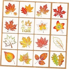 16pcs Maple Leaves Stencils Fall Leaves Drawing Templates for Happy Fall