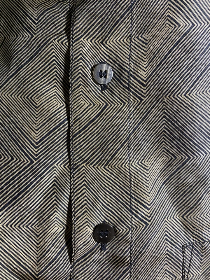 Bachrach Mens Silk Long Sleeve Shirt XL Button Up Geometric Brown Black - Image 4 of 4