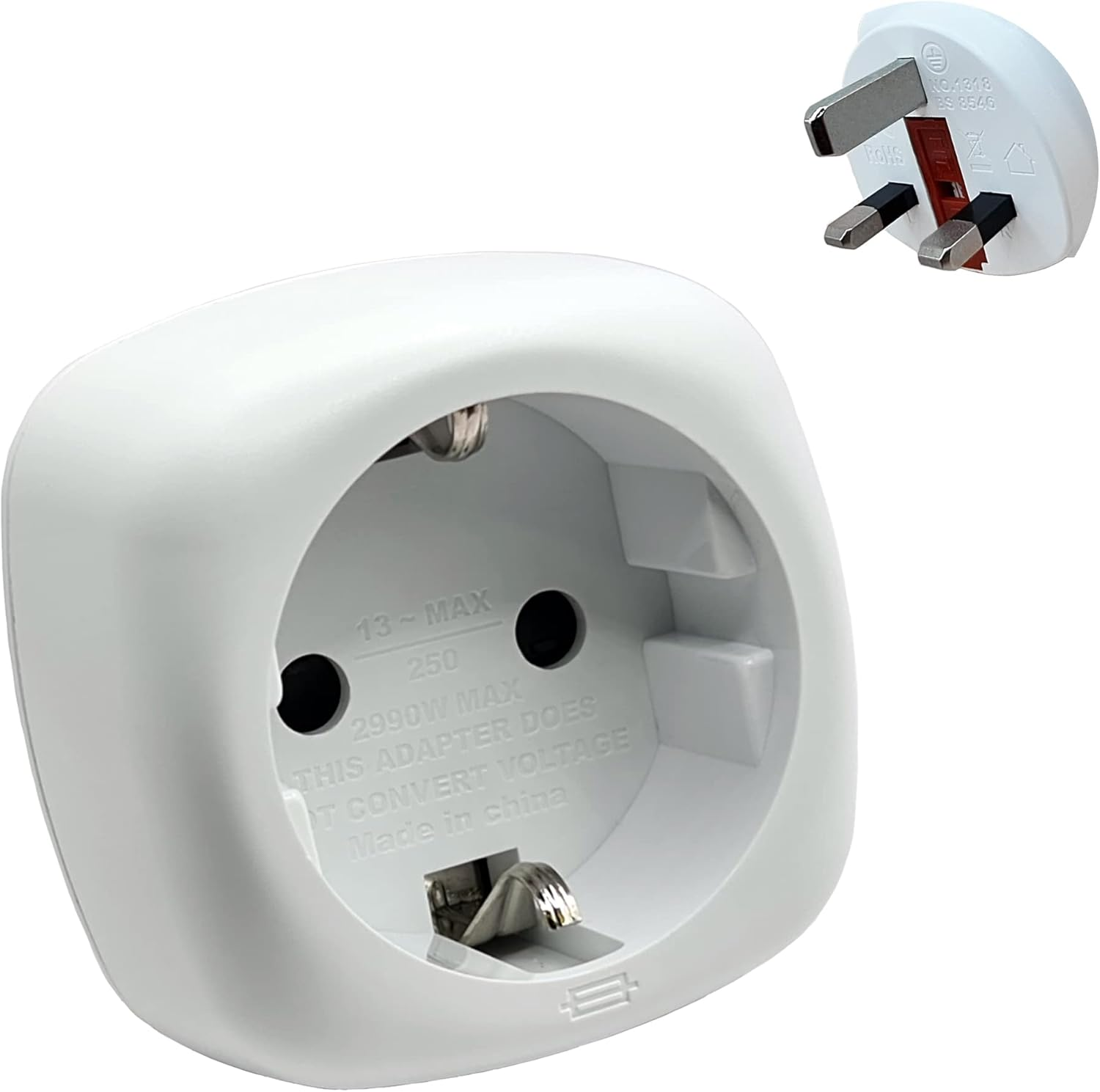 European to UK Plug Adaptor - Compact & Lightweight EU to UK Plug Adapter - Type